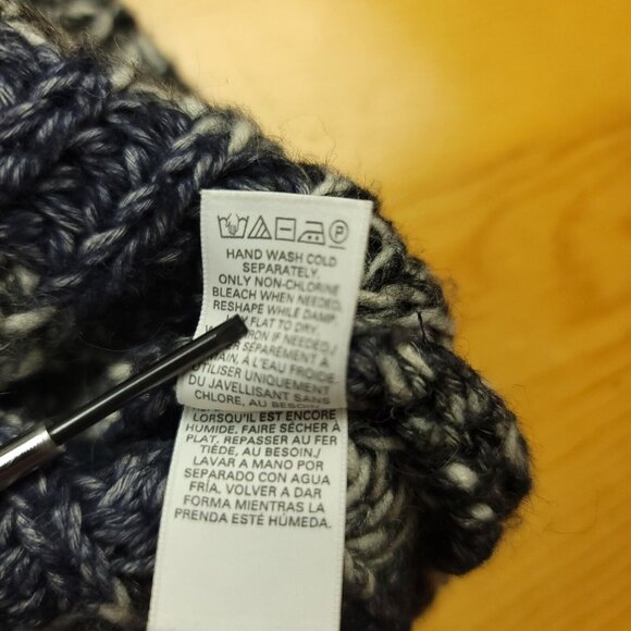 Victorias‎ Secret Womens L Sweater Bulky Blue Gray Stripe Chunky Knit Wool Blend - Picture 8 of 13